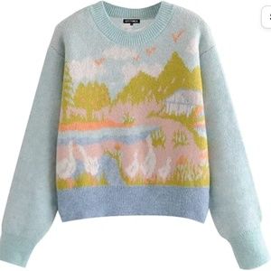 Zara Animal Jacquard Knitted Sweater